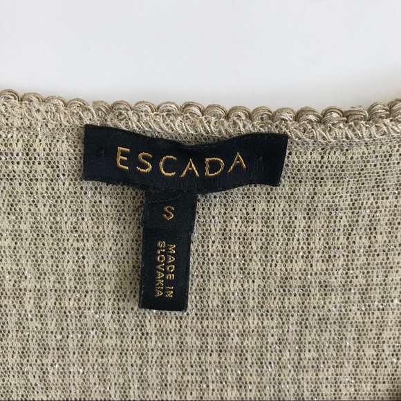 Escada Metallic Gold Holiday Cardigan with Elbow Patches S - Picture 6 of 8